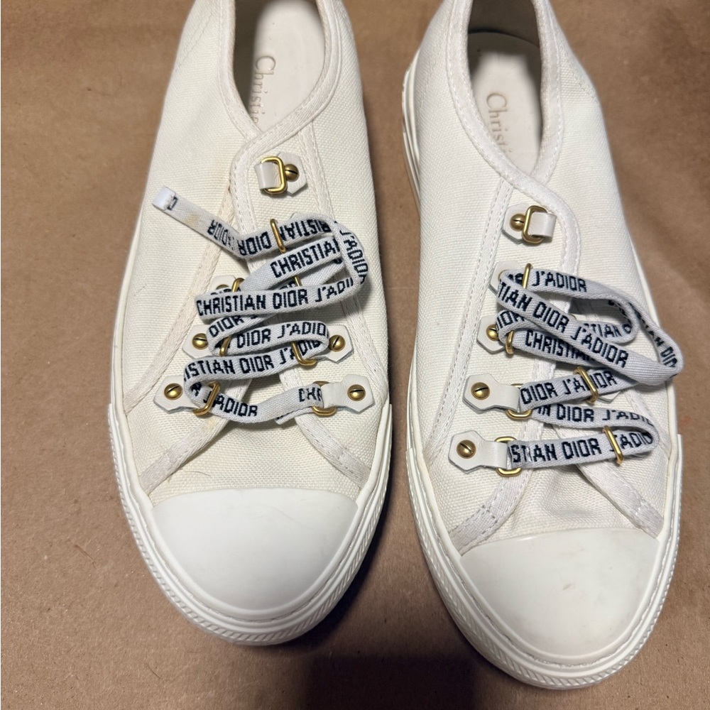 Dior White Sneakers with Branded Laces